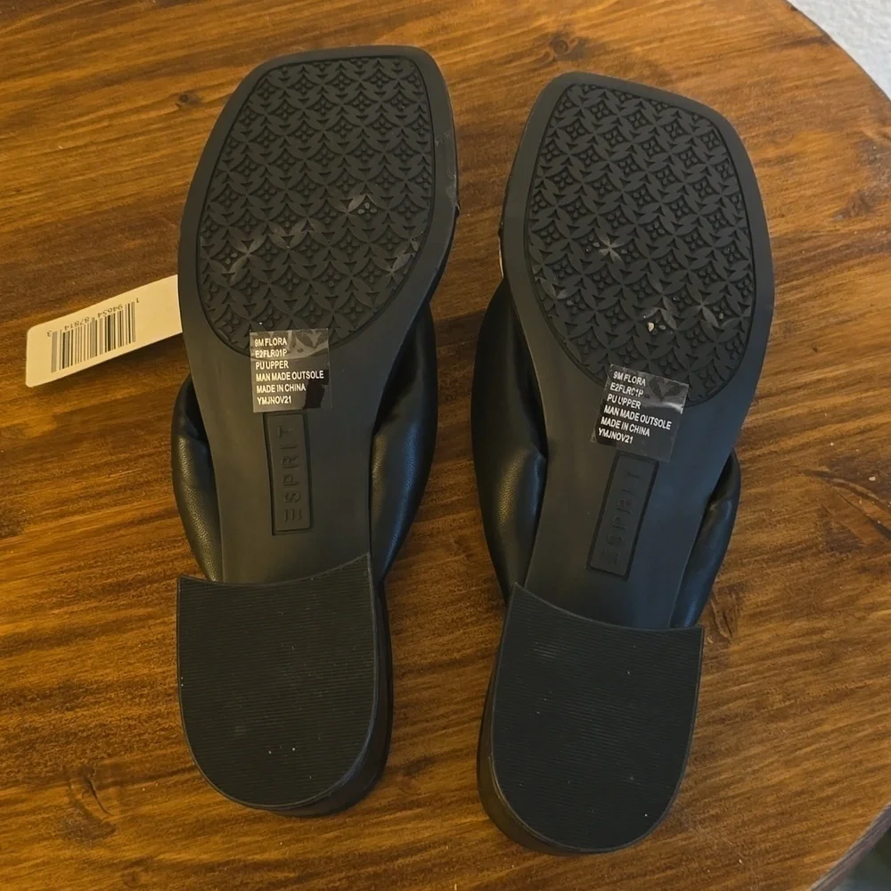 Esprit| Womens Black Square Toe Slip On Heel  Slides Careerwear Thongs Sz.8.5 - Picture 9 of 11